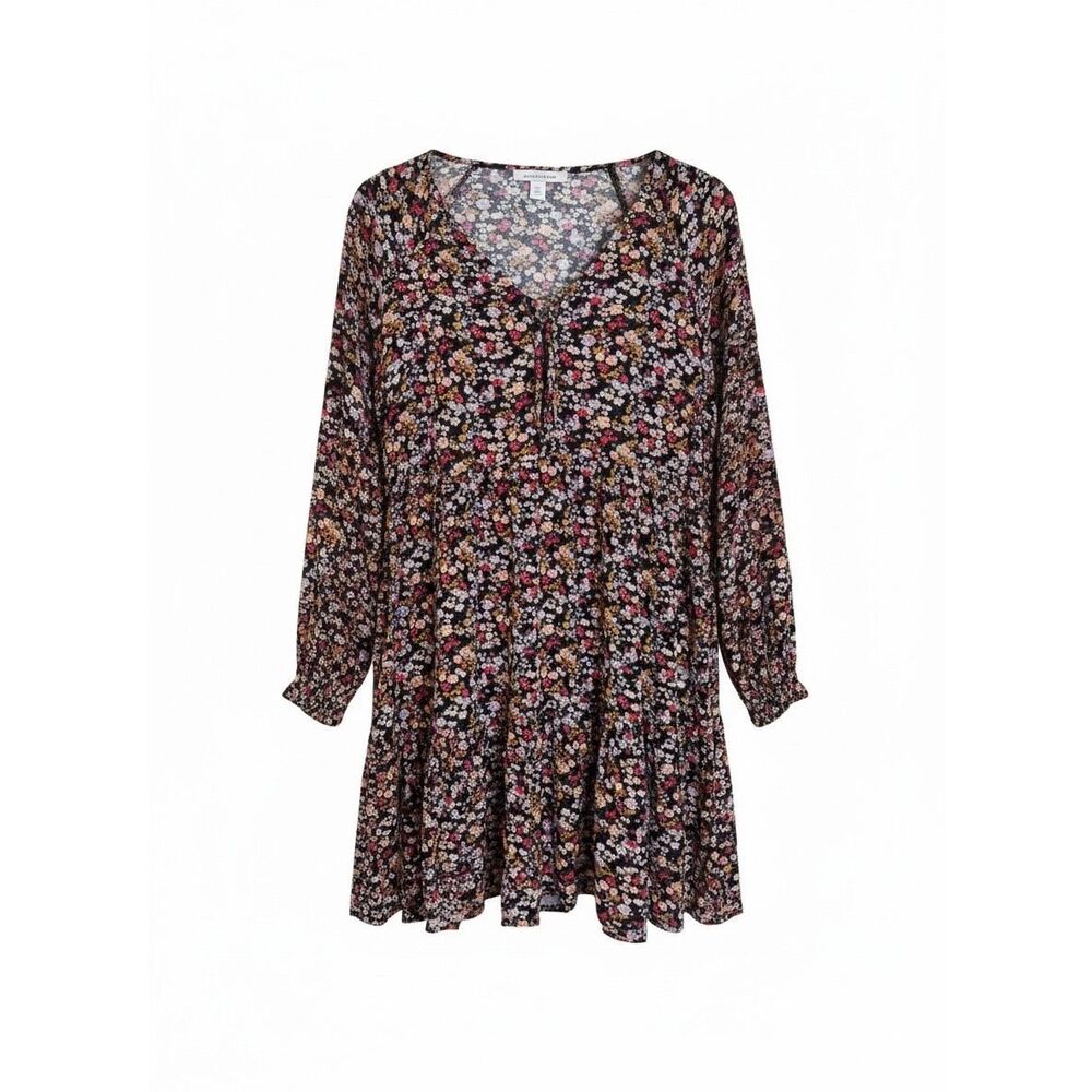 American Eagle Floral Tiered Babydoll Mini Dress S Small Long Sleeve Viscose NWO